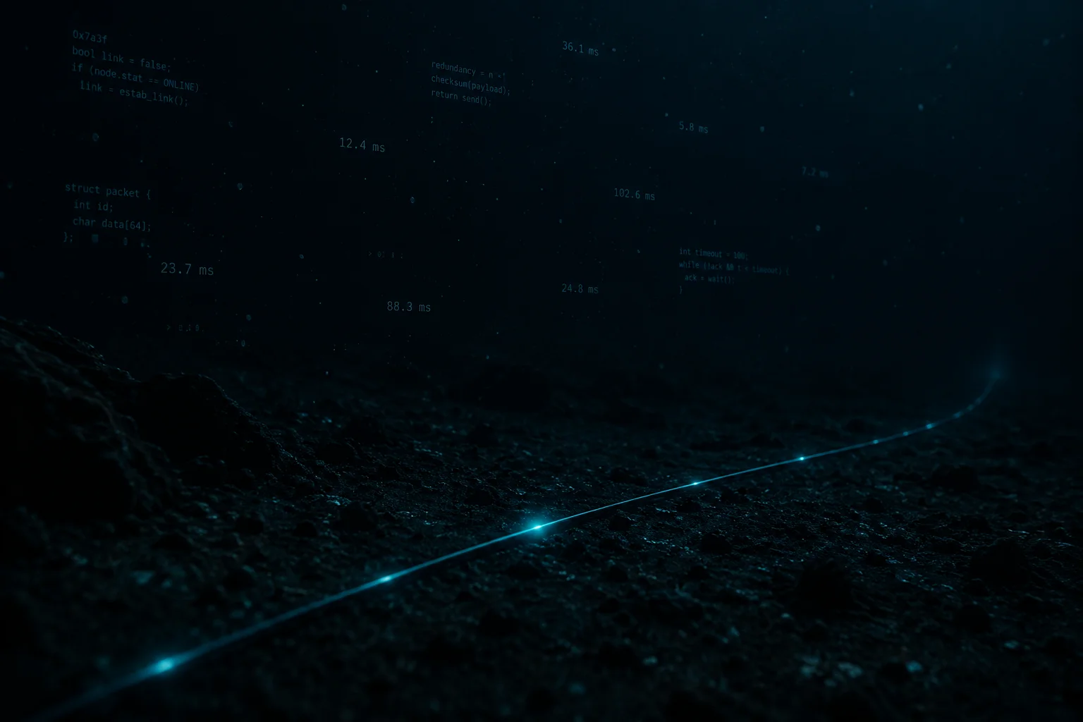 Undersea fibre-optic cable on the ocean floor carrying global internet traffic