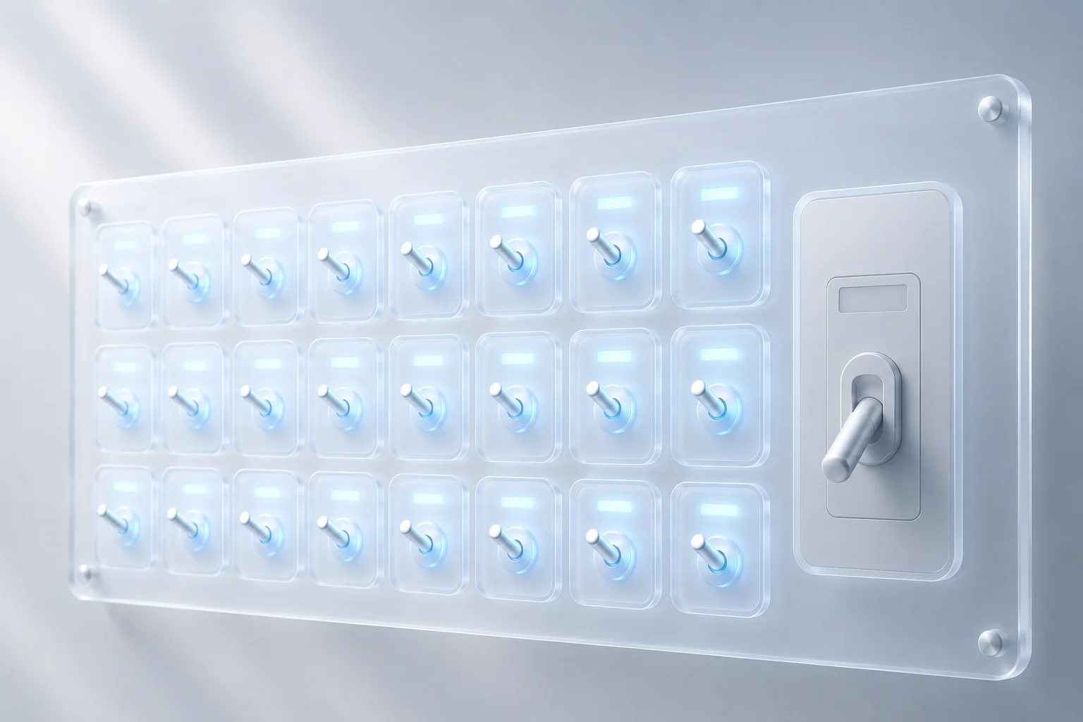 Dark control panel with one AI model toggle switched off, illustrating a sudden AI model shutdown