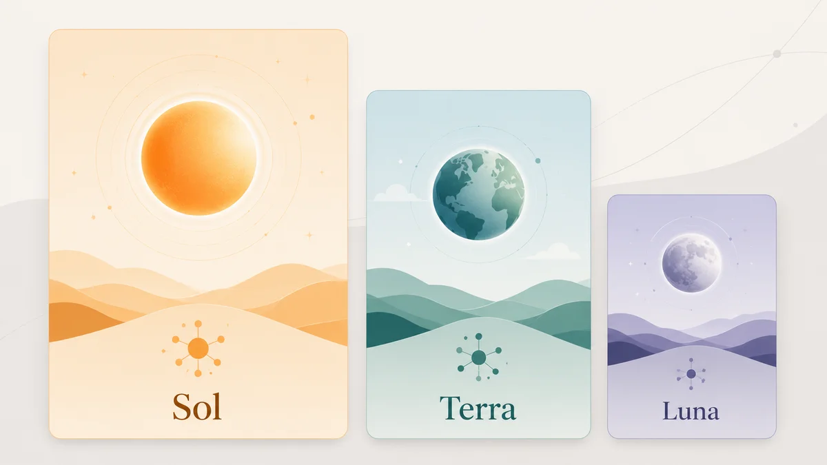 GPT-5.6 model tiers Sol, Terra and Luna shown as a pricing and capability comparison